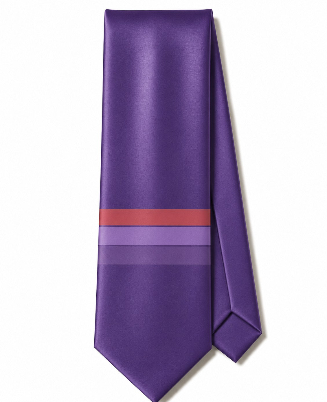 Closet Nerdz After Hours satin tie in purple with minimalist red and tonal purple accent stripes