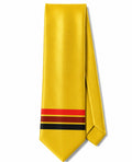 Closet Nerdz satin tie in electric yellow with minimalist red, brown, and black stripes for formal or office wear.